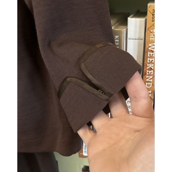 Galerie Pink Skirt Suit Size 100% Wool Italy Shell Jacket 3 Piece Brown Vintage - Picture 4 of 13